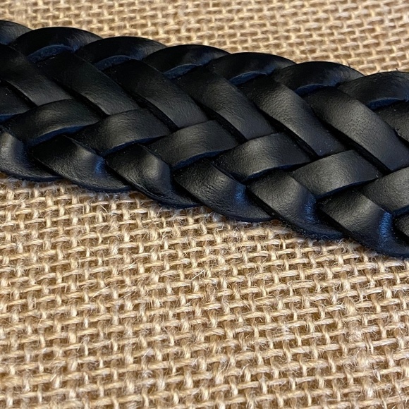 Men's Genuine leather braided belt Sz XL black Adjustable - Picture 3 of 6